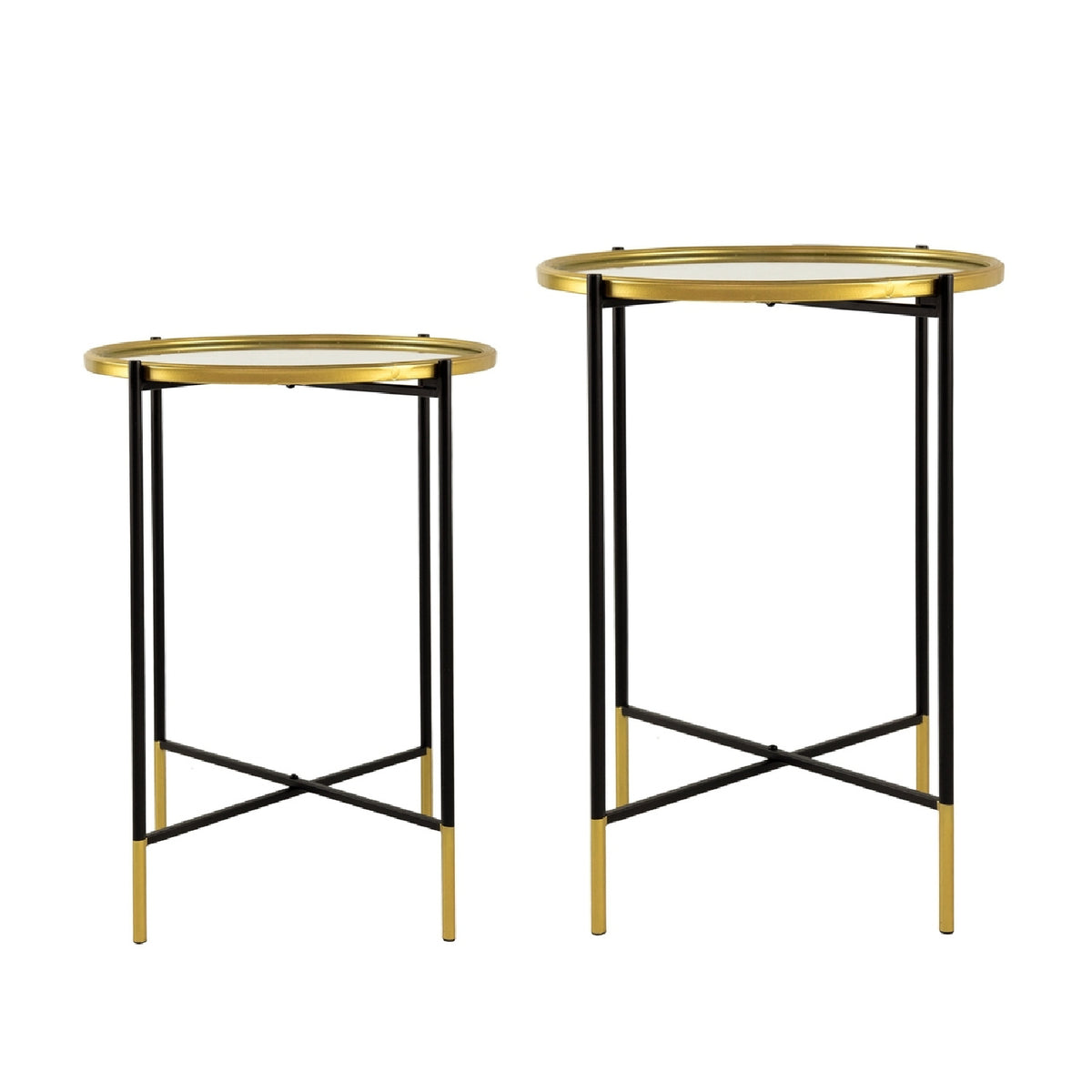 Glass Top Round Side Table (Set of 2) | OROA