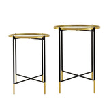Glass Top Round Side Table (Set of 2) | OROA