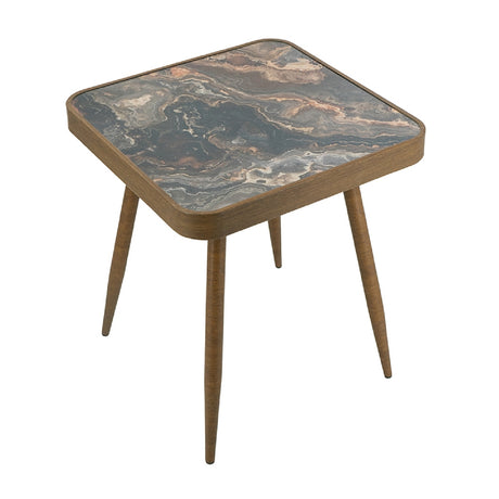 Modern European furniture - Square Glass Top Side Table with Gold Legs - www.oroa.com