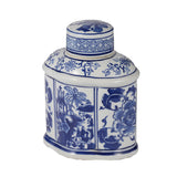 Ren Blue and White Oval Jar with Lid | OROA