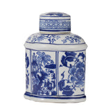 Ren Blue and White Oval Jar with Lid | OROA