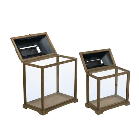Modern European furniture - Rustic Antique Glass Lantern (Set of 2) - www.oroa.com