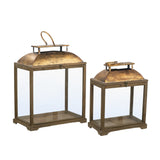 Modern European furniture - Rustic Antique Glass Lantern (Set of 2) - www.oroa.com
