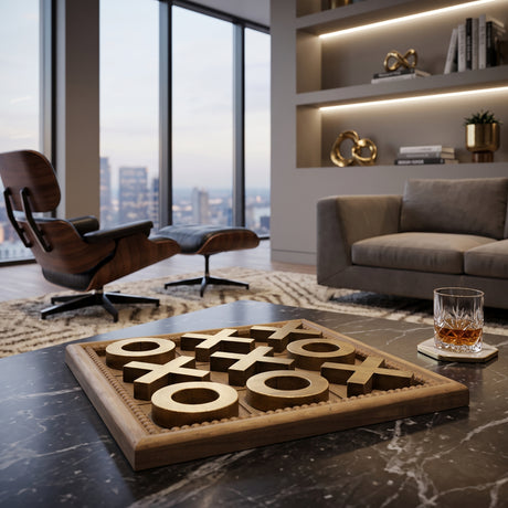 Brown and Gold Finish Tic-Tac-Toe Decor Accent - OROA - view 2