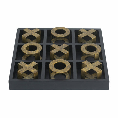 Black Wooden Tic-Tac-Toe Game Set | OROA