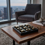 Black Wooden Tic-Tac-Toe Game Set | OROA