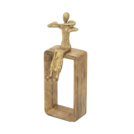 Modern European furniture - Brown Gold Musician Figure Sculpture - www.oroa.com