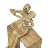 Modern European furniture - Brown Gold Musician Figure Sculpture - www.oroa.com