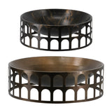 Round Iron Trays with Black and Gold Finish | OROA