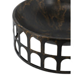 Round Iron Trays with Black and Gold Finish | OROA