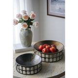 Round Iron Trays with Black and Gold Finish | OROA