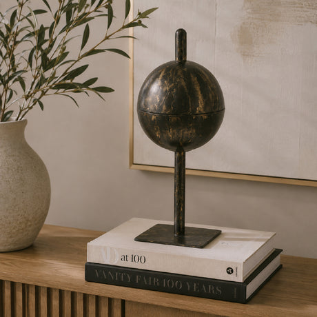 Black and Gold Iron Orb Sculpture Tray | OROA