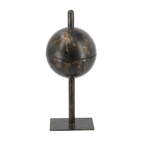 Black and Gold Iron Orb Sculpture Tray | OROA