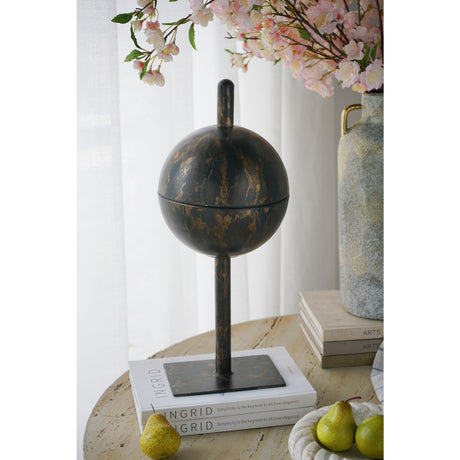Black and Gold Iron Orb Sculpture Tray | OROA