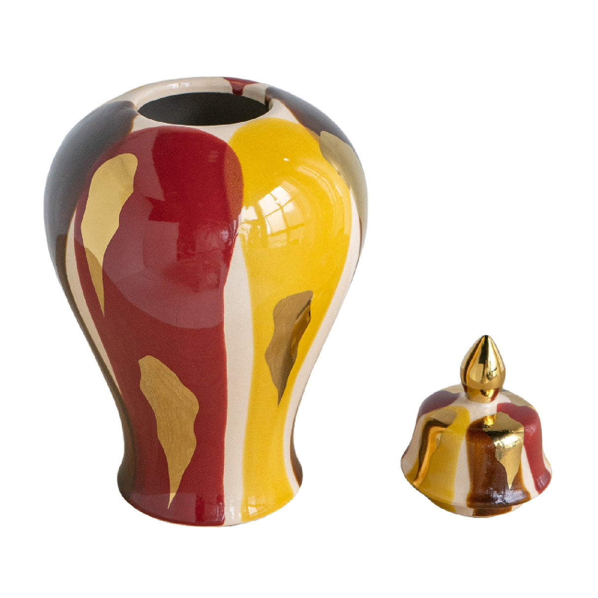 14" Multicolor Ceramic Ginger Jar | OROA