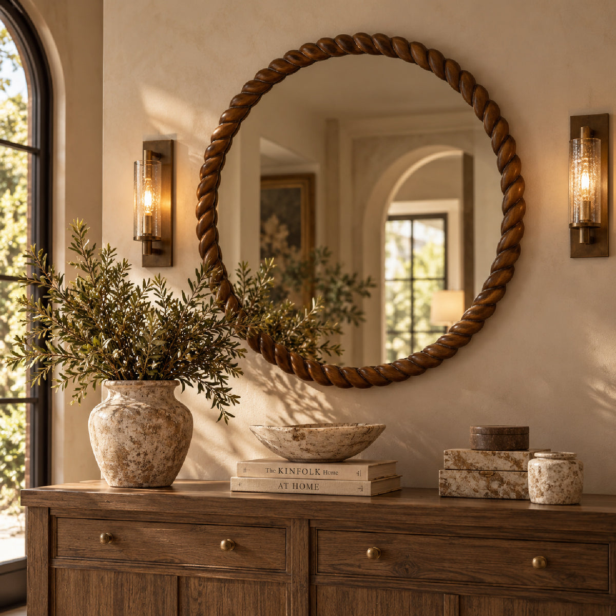 Pine Wood Frame Wall Mirror | OROA