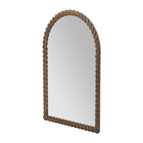 Arched Brown Pine Wood Frame Wall Mirror | OROA
