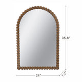 Arched Brown Pine Wood Frame Wall Mirror | OROA