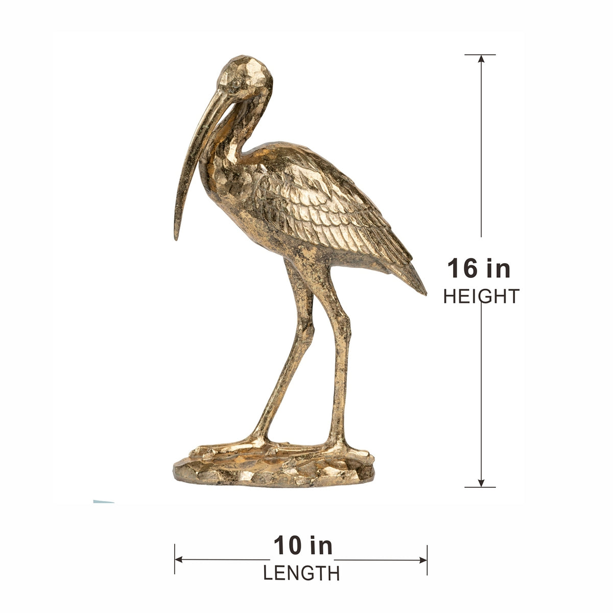 Modern European furniture - Standing Gold Crane Figurine - www.oroa.com