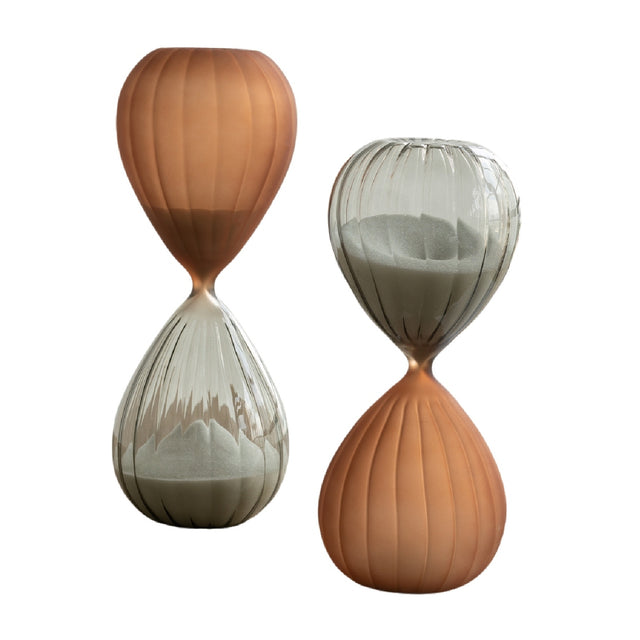 Modern European furniture - Copper & Gray Ribbed Hourglass (Set of 2) - www.oroa.com