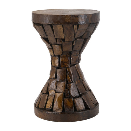 Modern European furniture - Brown Paulownia Wood Hourglass Side Table - www.oroa.com