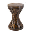 Modern European furniture - Brown Paulownia Wood Hourglass Side Table - www.oroa.com