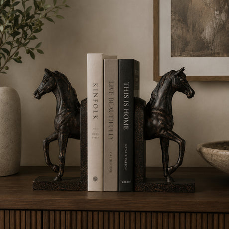 Brown Trotting Horse Bookends | OROA