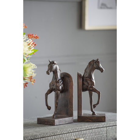 Brown Trotting Horse Bookends | OROA