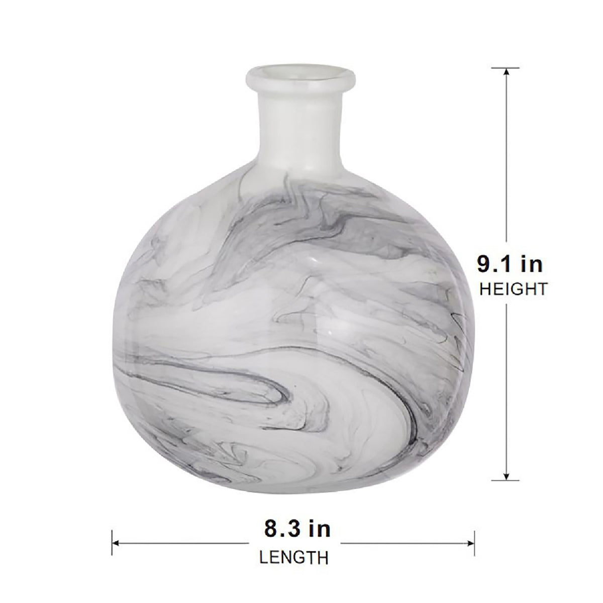 Svirla Round Vase-Black-and-White Swirl | OROA