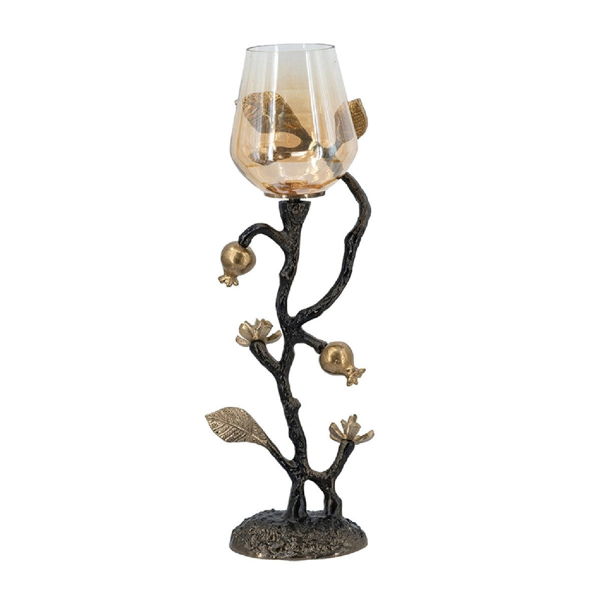 Black Gold Floral Candle Holder | OROA