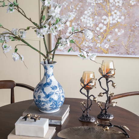Black Gold Floral Candle Holder | OROA