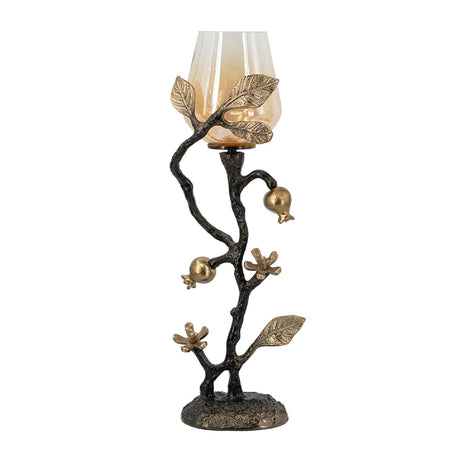 Black Gold Floral Candle Holder | OROA