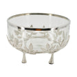 Modern European furniture - Silver Aluminum and Glass Bowl with Floral Legs - www.oroa.com