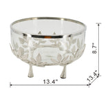 Modern European furniture - Silver Aluminum and Glass Bowl with Floral Legs - www.oroa.com