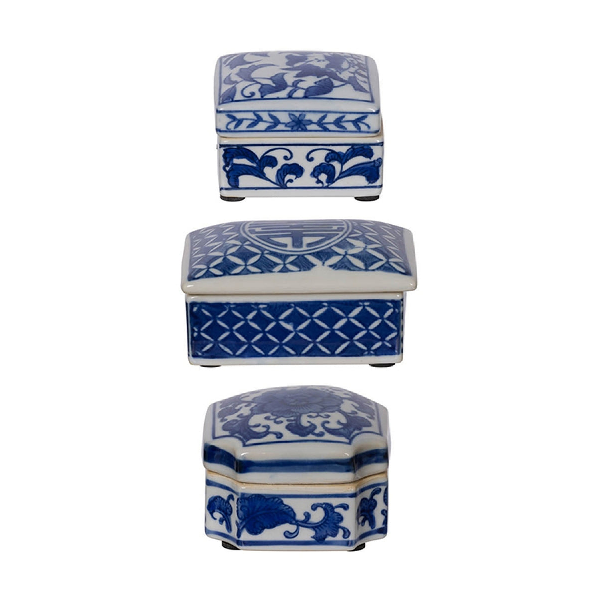 Leith Blue & White Decorative Boxes | OROA