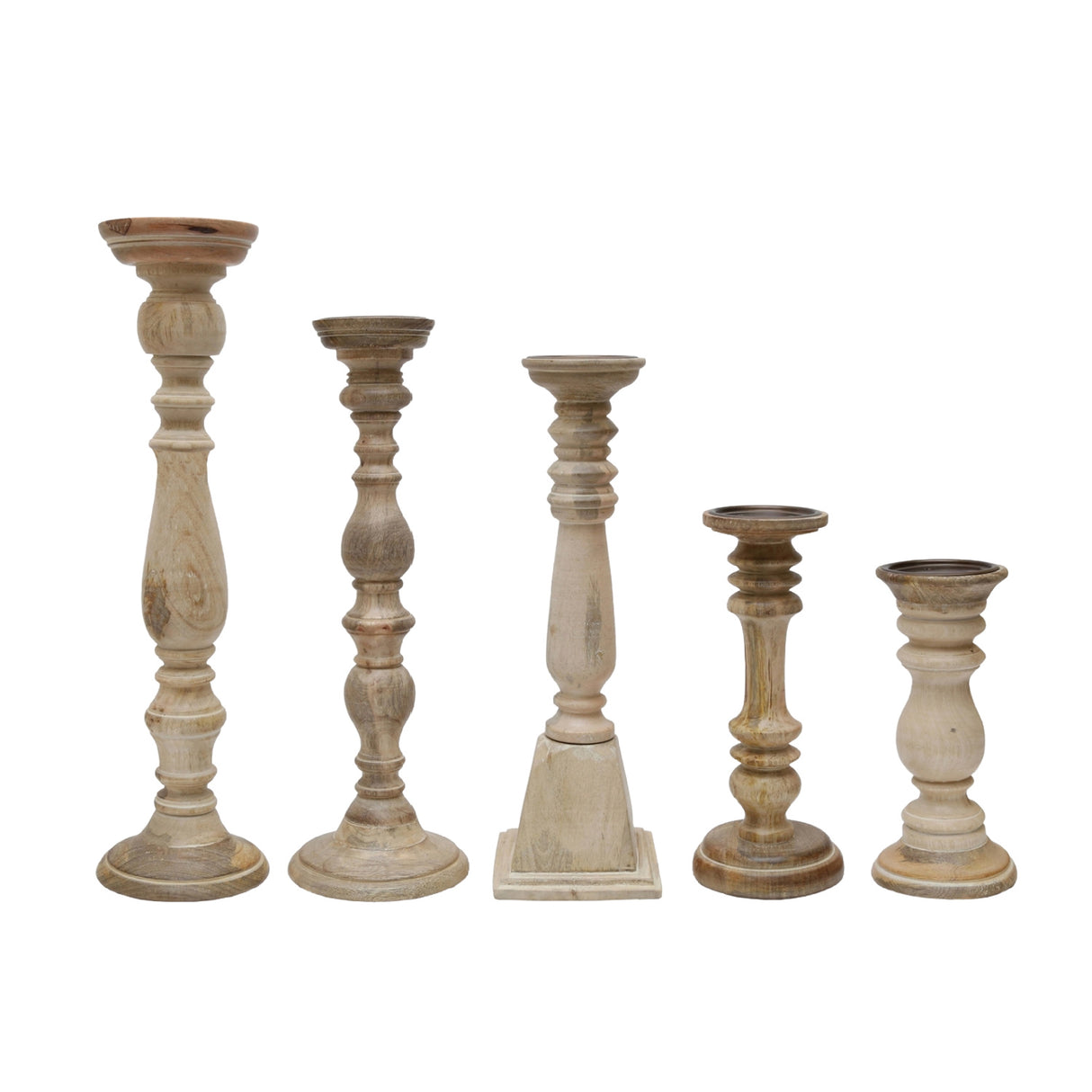 Wooden Brown Candle Holders (5) | OROA