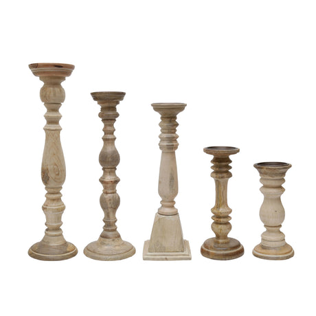 Wooden Brown Candle Holders (5) | OROA
