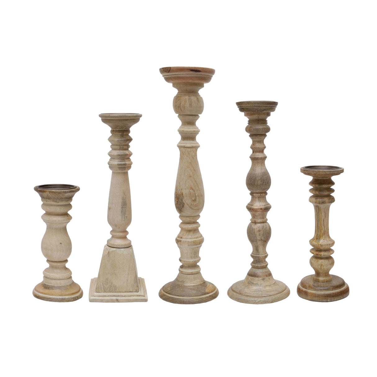 Wooden Brown Candle Holders (5) | OROA