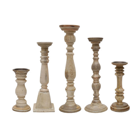 Wooden Brown Candle Holders (5) | OROA