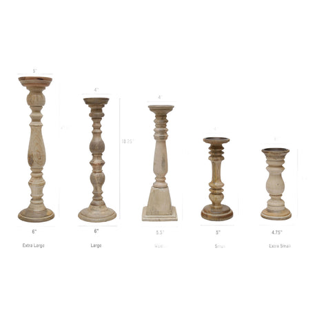 Wooden Brown Candle Holders (5) | OROA