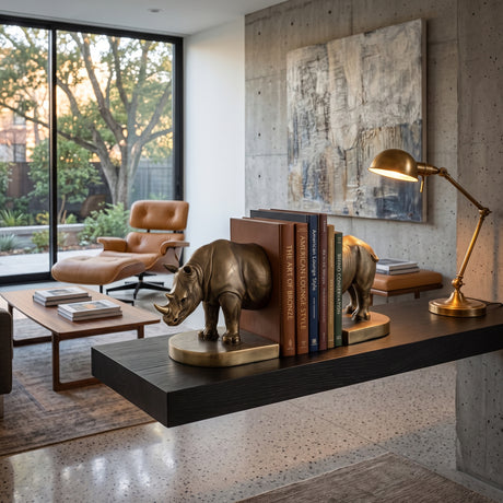 Rhino Bronze Bookends | OROA