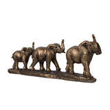 Antique Copper Elephant Family Statue | OROA