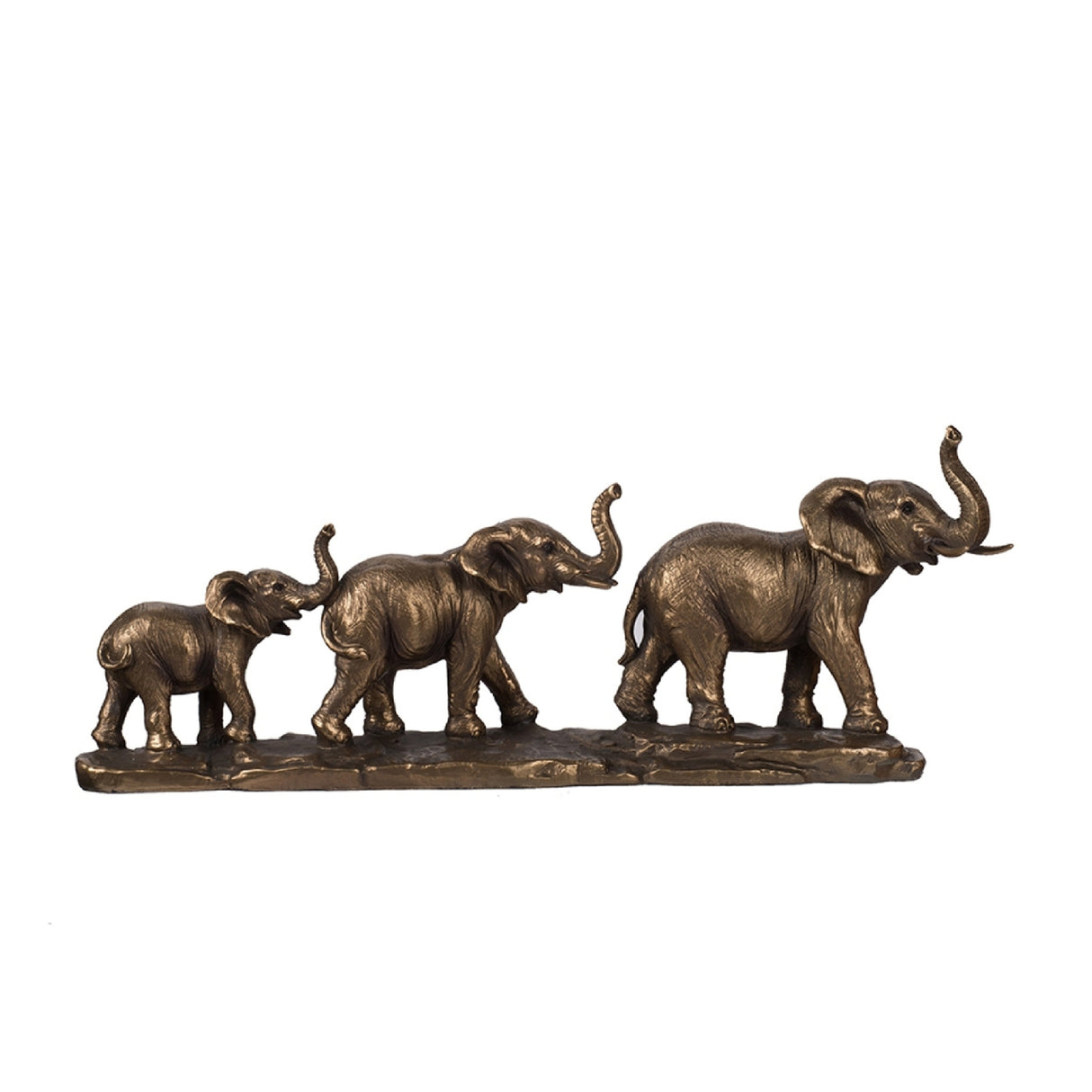 Antique Copper Elephant Family Statue | OROA