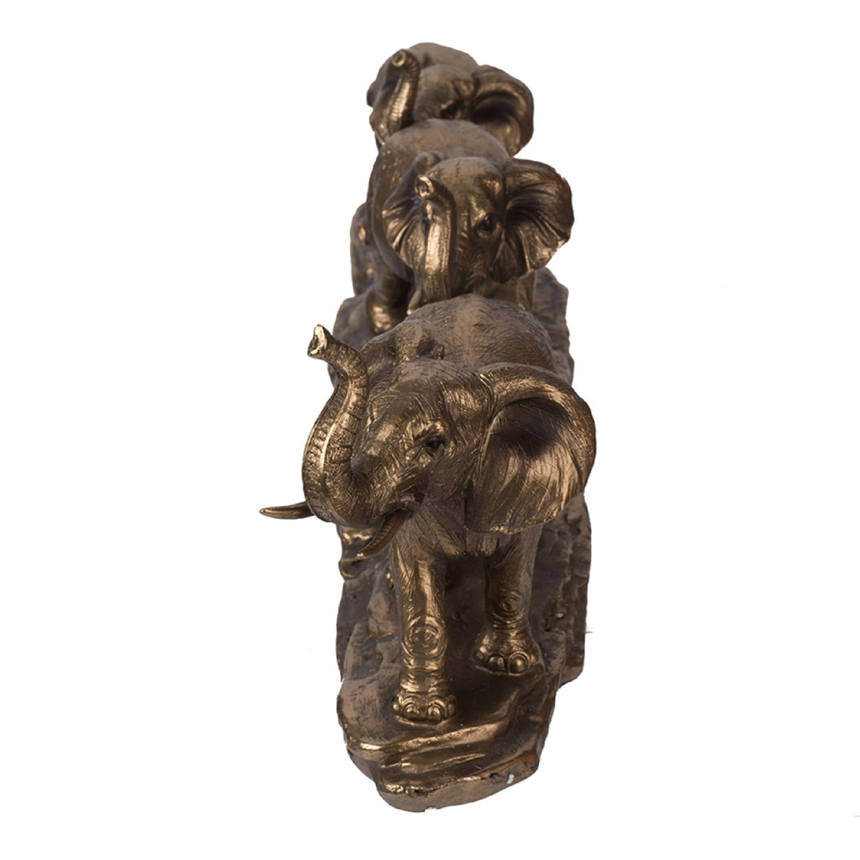 Antique Copper Elephant Family Statue | OROA