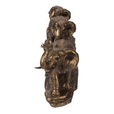 Antique Copper Elephant Family Statue | OROA