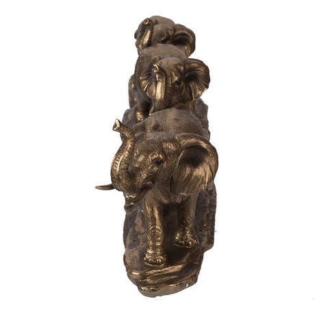 Antique Copper Elephant Family Statue | OROA