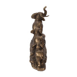 Antique Copper Elephant Family Statue | OROA
