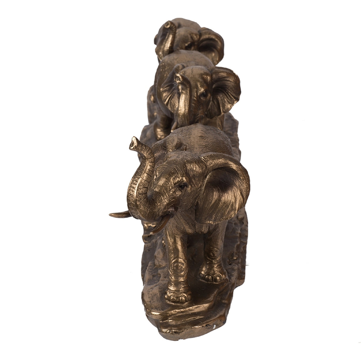 Antique Copper Elephant Family Statue | OROA