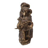 Antique Copper Elephant Family Statue | OROA