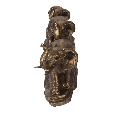 Antique Copper Elephant Family Statue | OROA